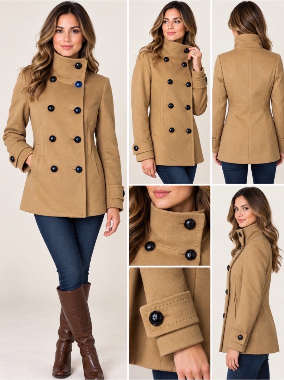 Aritzia T. Babaton Camel Wool Cashmere Double Breasted Peacoat XS